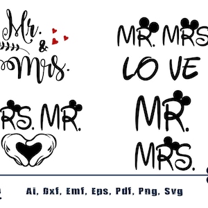 Mr Mrs Svg, Wedding Svg, Marriage Svg, Silhouette, Cricut