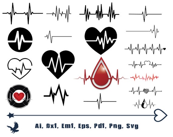 Download Heartbeat Svg Ekg Svg Heartbeat Line Clipart Cardiogram Etsy