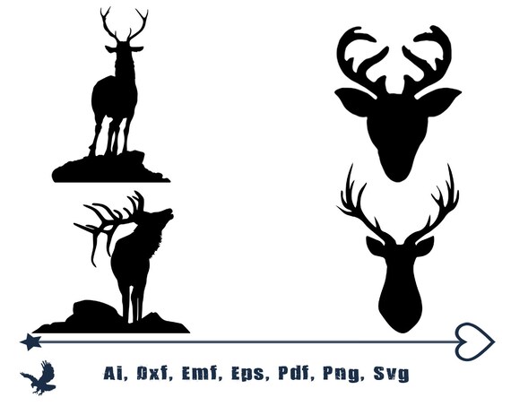 Deer Silhouettes Svg Deer Svg Digital Cutting File Etsy