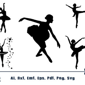 Ballerina SVG DXF Ballerina Silhouette svg dxf Files Little Girl Ballet Dancer Silhouette svg Ballerina Kid Silhouette svg dxf Cut File