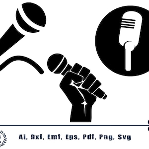 Mikrofon SVG Bundle, Mikrofon SVG, Mikrofon Clipart, schneiden Dateien für Silhouette