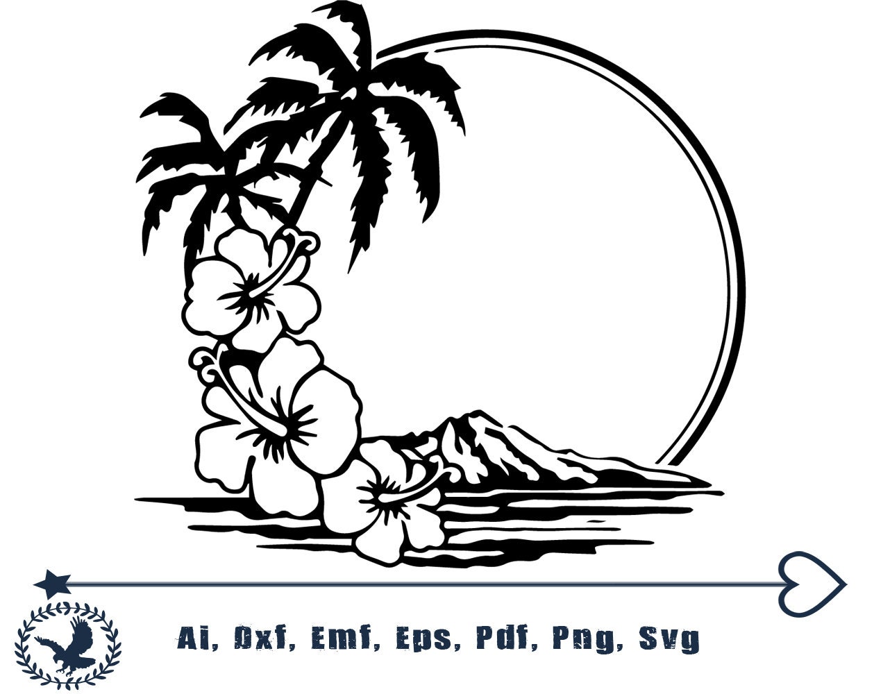 Beach Svg Sunset Svg Palm Tree Svg Dxf Cutting File Summer Svg Etsy