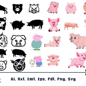 Farm Animal Svg, Cow SVG, Animal Clip Art, Horse Cut File, Pig Svg, Chicken svg cut files, SVG Files, Barn Animal SVG Set, Dxf Files