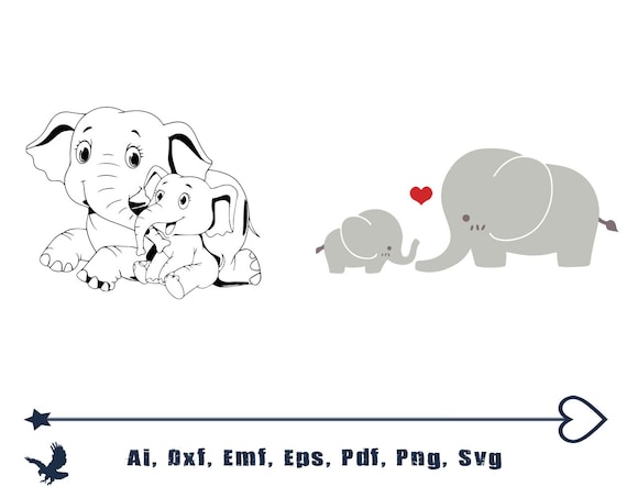 Download Mom Baby Elephant SVG Elephant SVG Eps dxf png jpg | Etsy