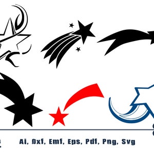 Shooting Star SVG Bundle, Shooting Star SVG, Shooting Star Clipart, Cut Files For Silhouette, Files for Cricut, Vector, Svg, Dxf, Png,