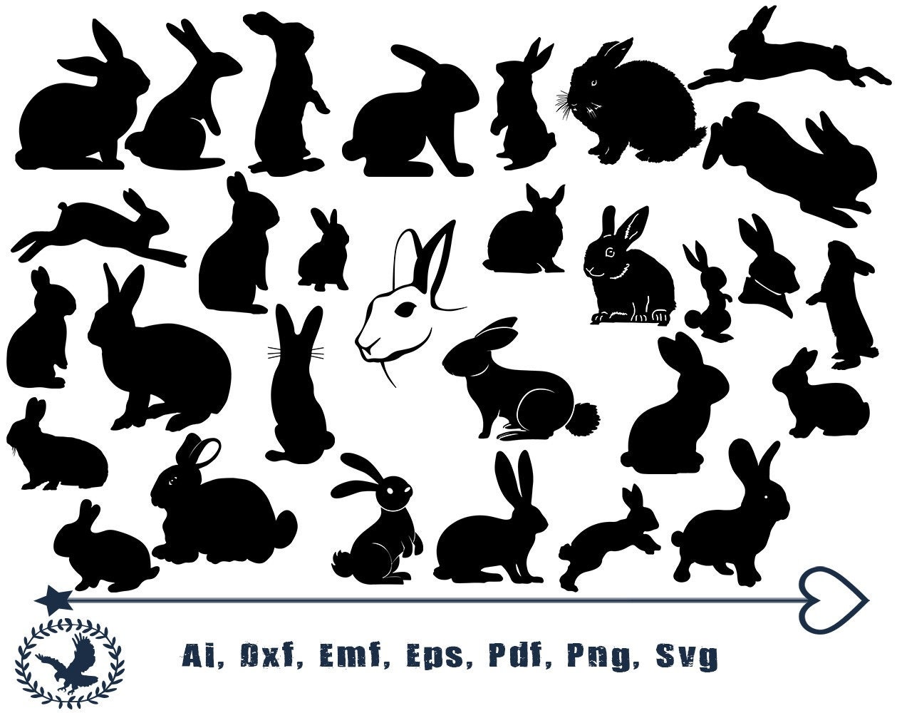 Download Rabbit Svg Bundle Bunny Svg Hare Svg Rabbit Silhouette Etsy