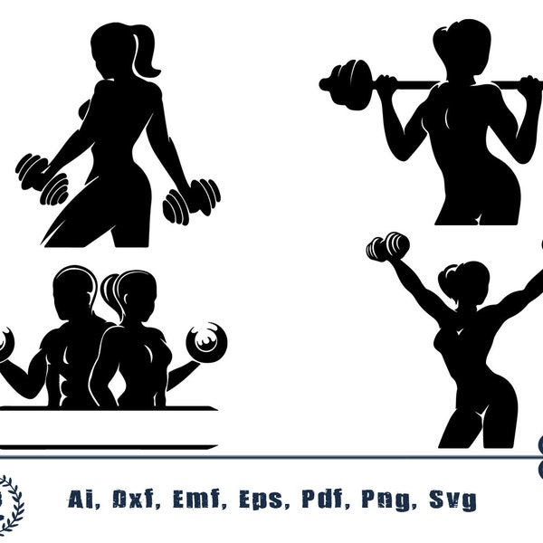 Fitness, Crossfit, Gym, Women silhouette,svg