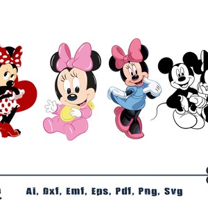 Minnie Mouse Svg, Dxf, Eps, Ai, Cdr Vector Files for Silhouette, Cricut, Cutting Plotter, Png file