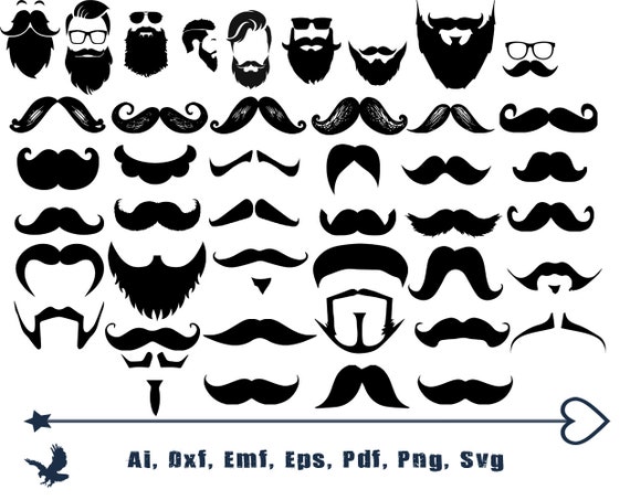 Beard Svg Long Beard Svg Beards Png Short Beard File Hipster Beard Beard Silhouette Png Eps Dxf Clipart Stencil Decal Cut Files