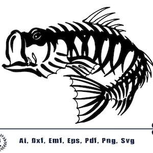 Fisch Skelett Fischer Zwei Grossen Stickerei Design Etsy