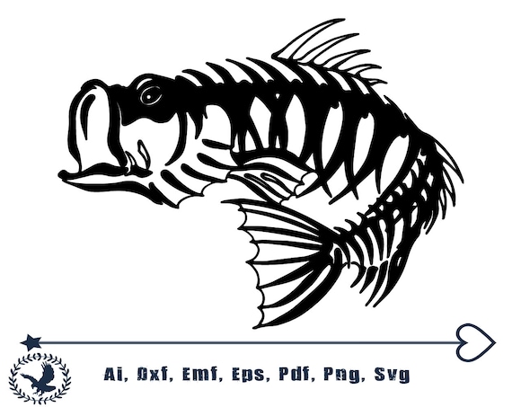 Fish Skeleton Instant Download SVG, PNG, EPS, dxf, jpg digital download
