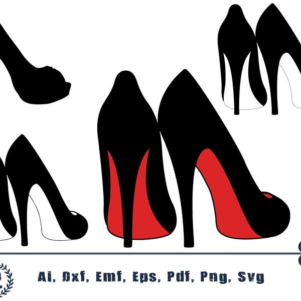 High Heels SVG Cut Files | commercial use | instant download | printable vector clip art | stilettos svg bundle