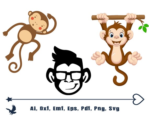 Download Monkey Svg Cut File Svg Dxf For Cameo Silhouette Cricut Etsy