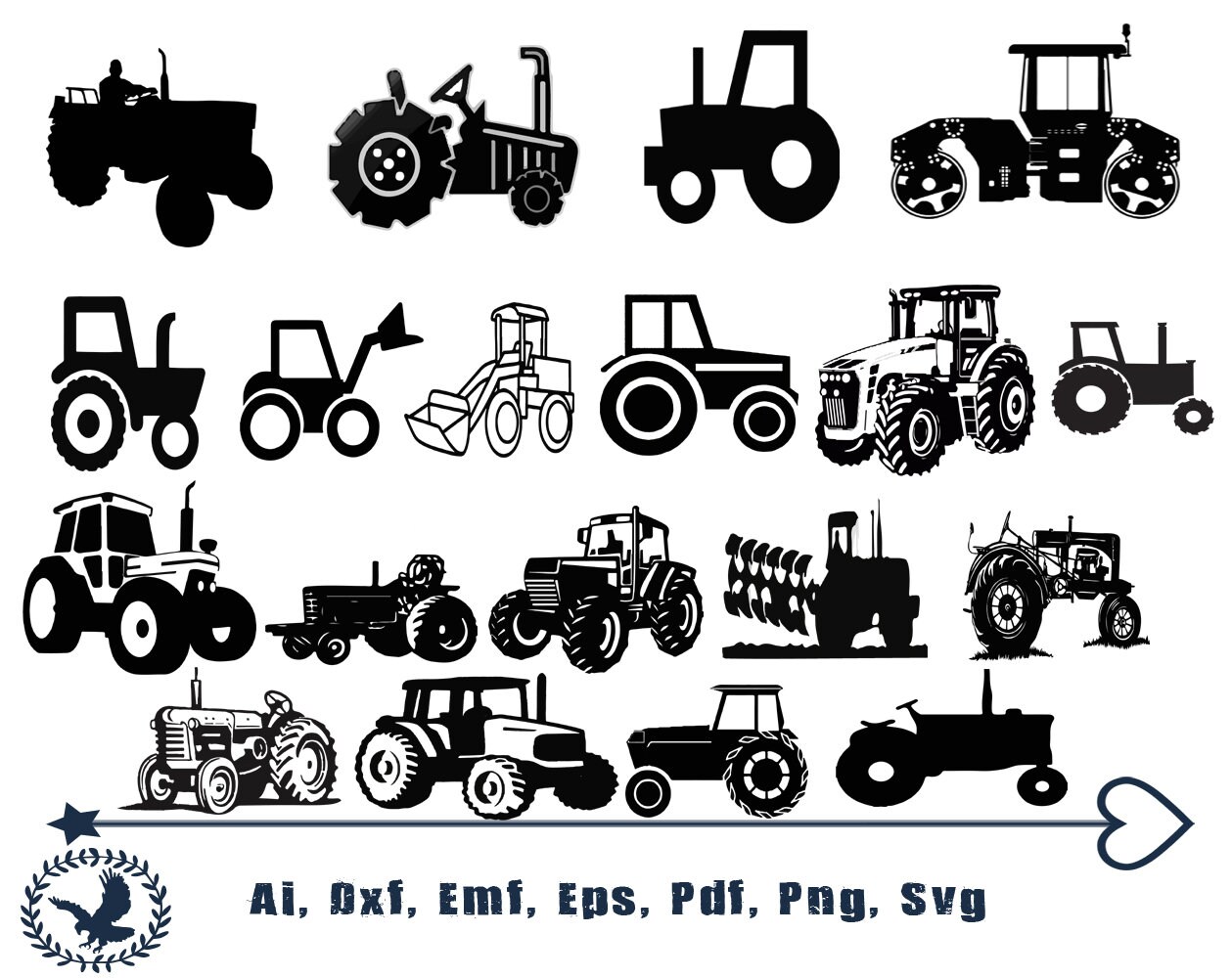 Tractor SVG Tractor Clipart Tractor Cut Files for - Etsy