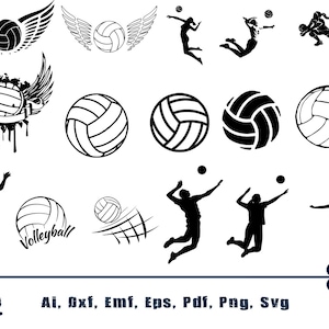 Volleyball SVG Cut Files Bundle | Monogram Frames SVG | Volleyball Graphics | Silhouette Files