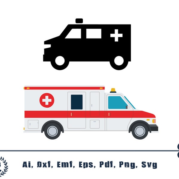 Ambulance Svg EMT Paramedic Svg AmbulanceVector Clip Art Cut File Clipart EMS Medic Instant Download, Silhouette