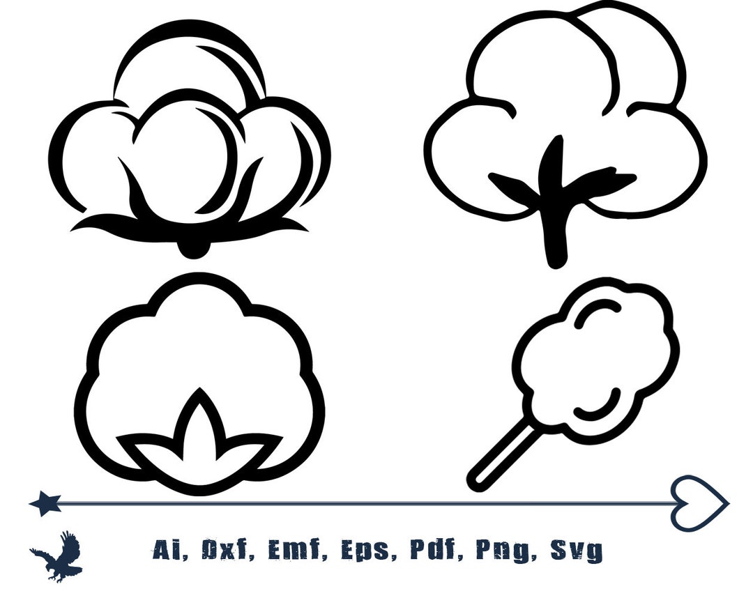 Cotton SVG, Cotton Boll Clipart, Cricut, Silhouette Cut Files Etsy