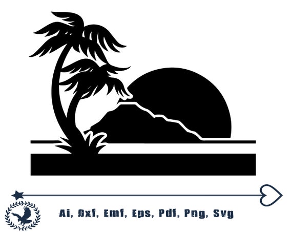 Download Beach Svg Sunset Svg Palm Tree Svg Dxf Cutting File Summer Svg Etsy