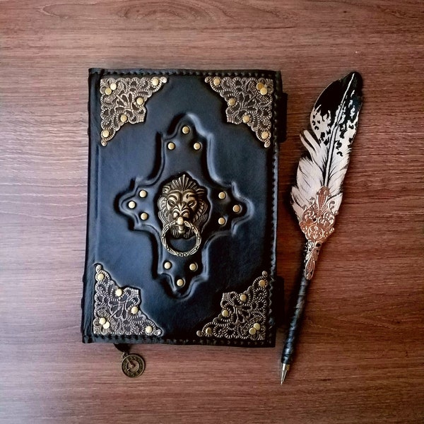 3D leather notebook,magic ritual,gothic,grimoire,wedding book,guest book,leather notebook,spell book,occult,quill pen,book of shadows,Larp