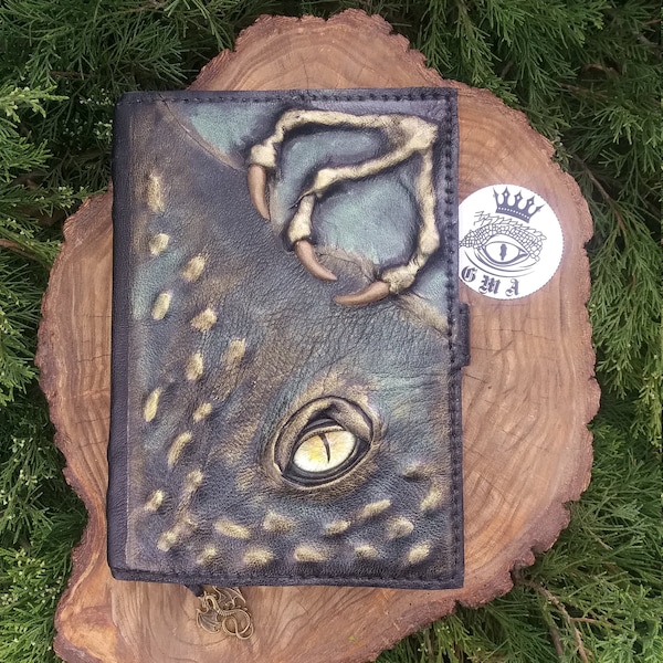 3D Drachen Lederbuch, Zauberbuch, Magie,Gothic Dragon,Augen Drache,Klauen Drache Geschenk,Fantasy, Grimoire,Dungeons and Drachen,böse Auge,Larp