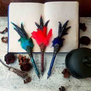 Witch pen,gothic wedding gift pen,leather pen,Chicken Foot Conjure,Hoodoo,Voodoo, Protection Talisman,magic ritual,cosplay,grimoire,wizard