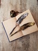 qrimoire, custom fountain pen,wedding pen,leather pen,hippogriff quill dip pen, mystic,fantasy,magic ritual,leather wizard feather pen 