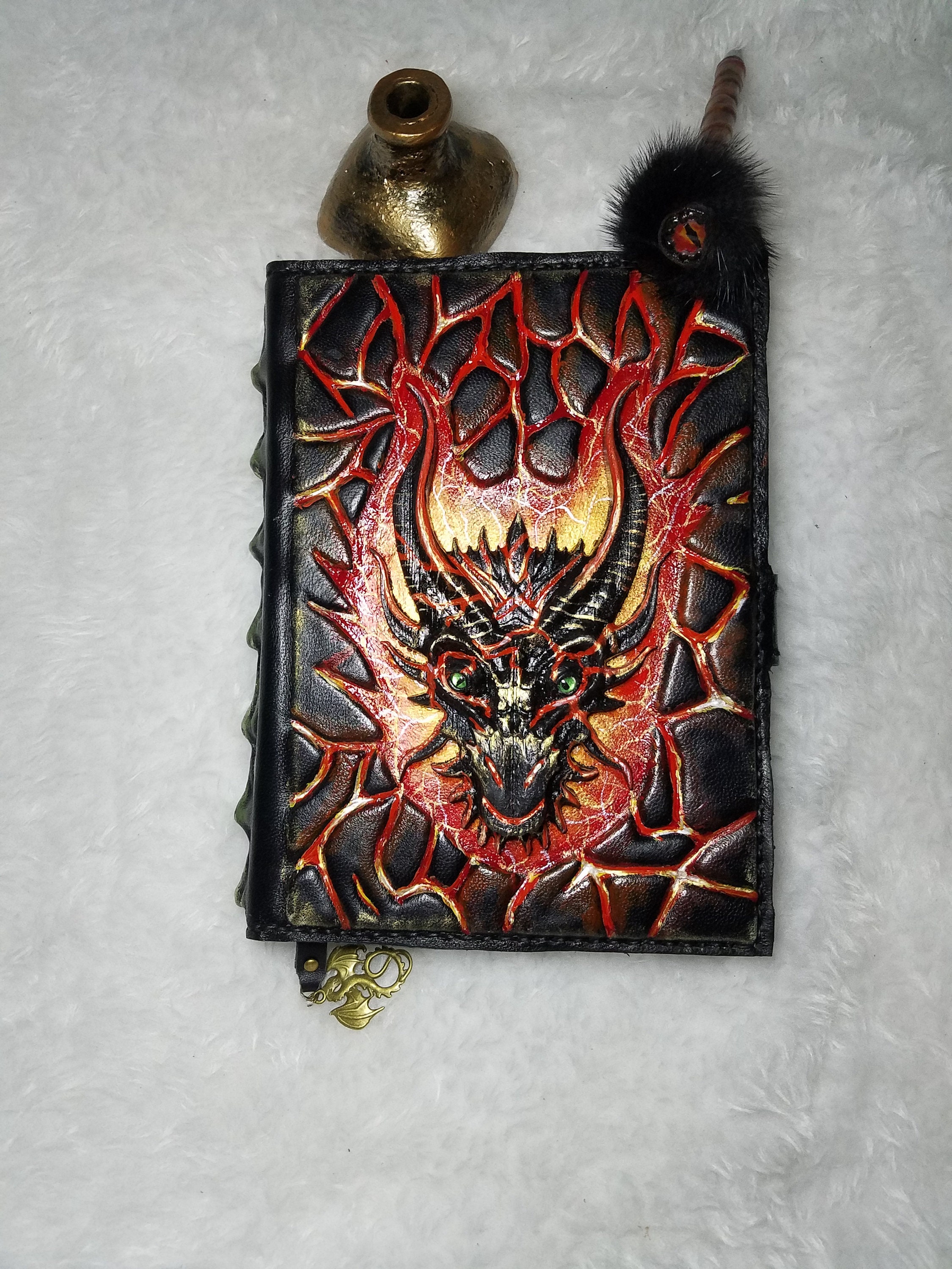 3D Dragon Leather Bookspellbookmagicgothic Dragoneye | Etsy