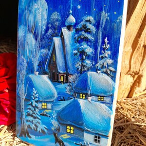 Decorative small cutting board Decorative board on the wall Kitchen decor Home decor Landscape drawing Hand painted 10*5