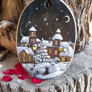 Decorative small cutting board Decorative board on the wall Kitchen decor Home decor Landscape drawing Hand painted Painting