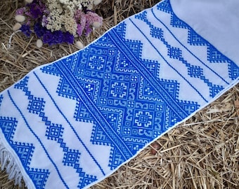 Wedding rushnyk / Embroidered blue rushnyk / Traditional rushnyk / Handmade / Ceremonial rushnik / Ukrainian rushnyk / Nyzynka embroidery