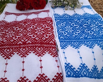 Two small hand-embroidered rushnyks / Set of two rushnyks / Ceremonial rushnyk / Rushnik towel / Wedding rushnyk / 53*8 / Table runner