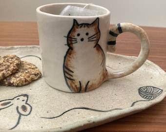 Brown Cat Ginger Cat Espresso Mug - Handmade in Australia