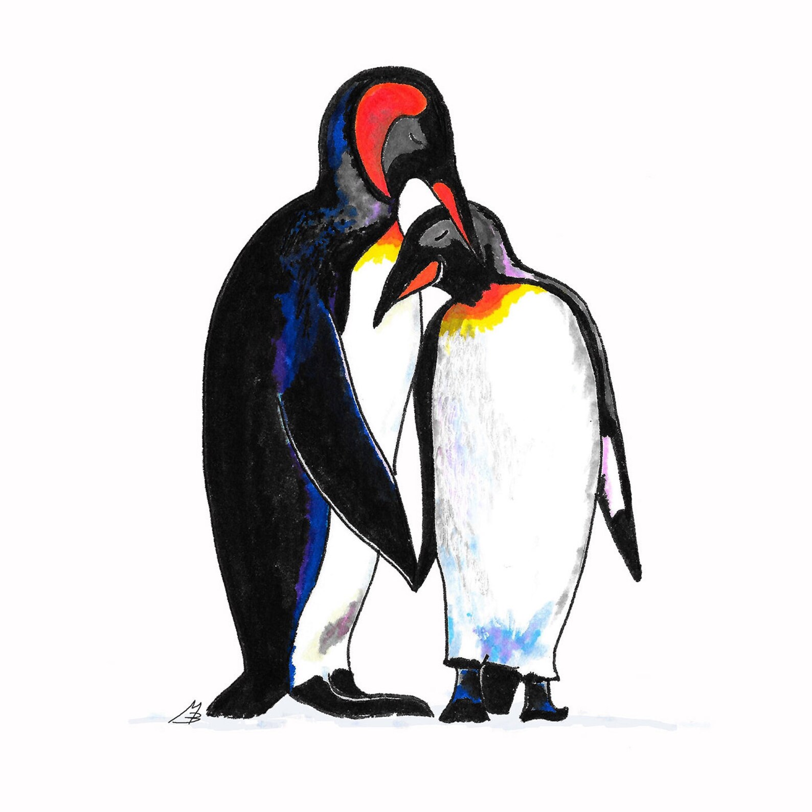 Пингвины картинки для детей нарисованные разноцветные