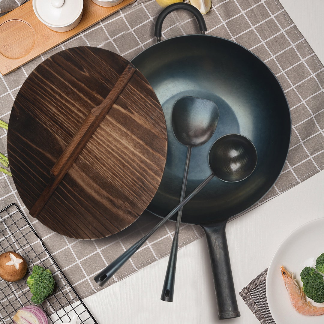 Zhensanhuan Chinese Traditional, Hand Hammered Iron Woks Flat Bottom