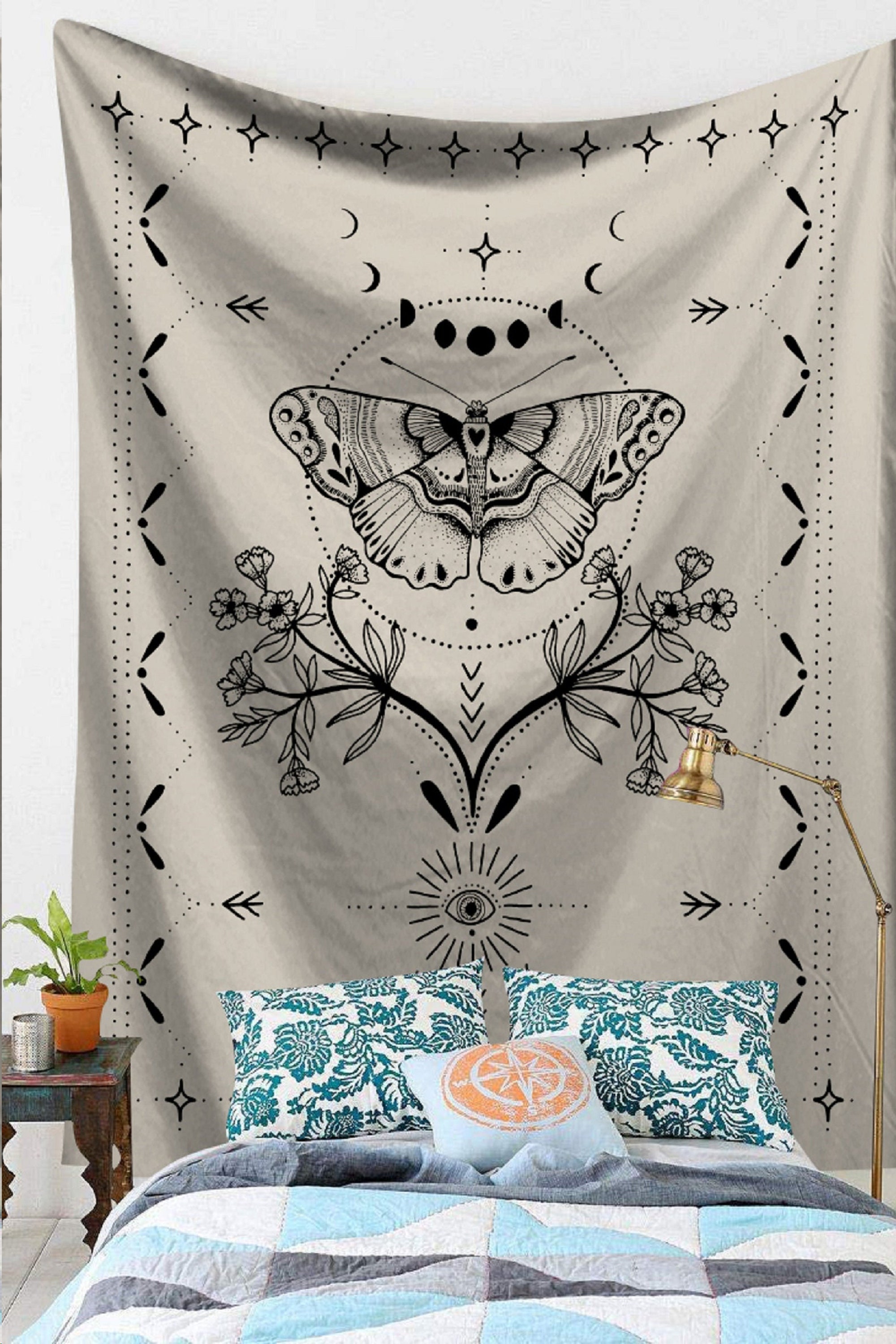 Butterfly Tapestry Vintage Butterfly Wall Hanging Black and Etsy UK
