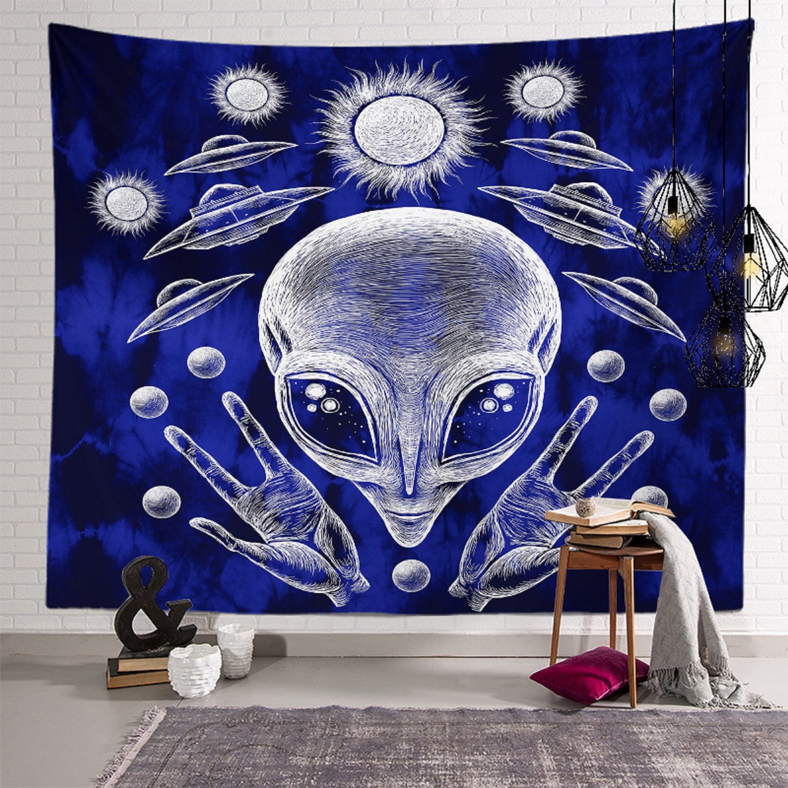 Tapestry Alien Tapestry Space Tapestry Hands Etsy