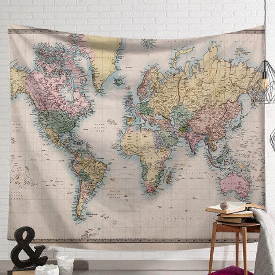 Map Tapestry Tapestry Wall Map of the World Tapestry Map Etsy UK