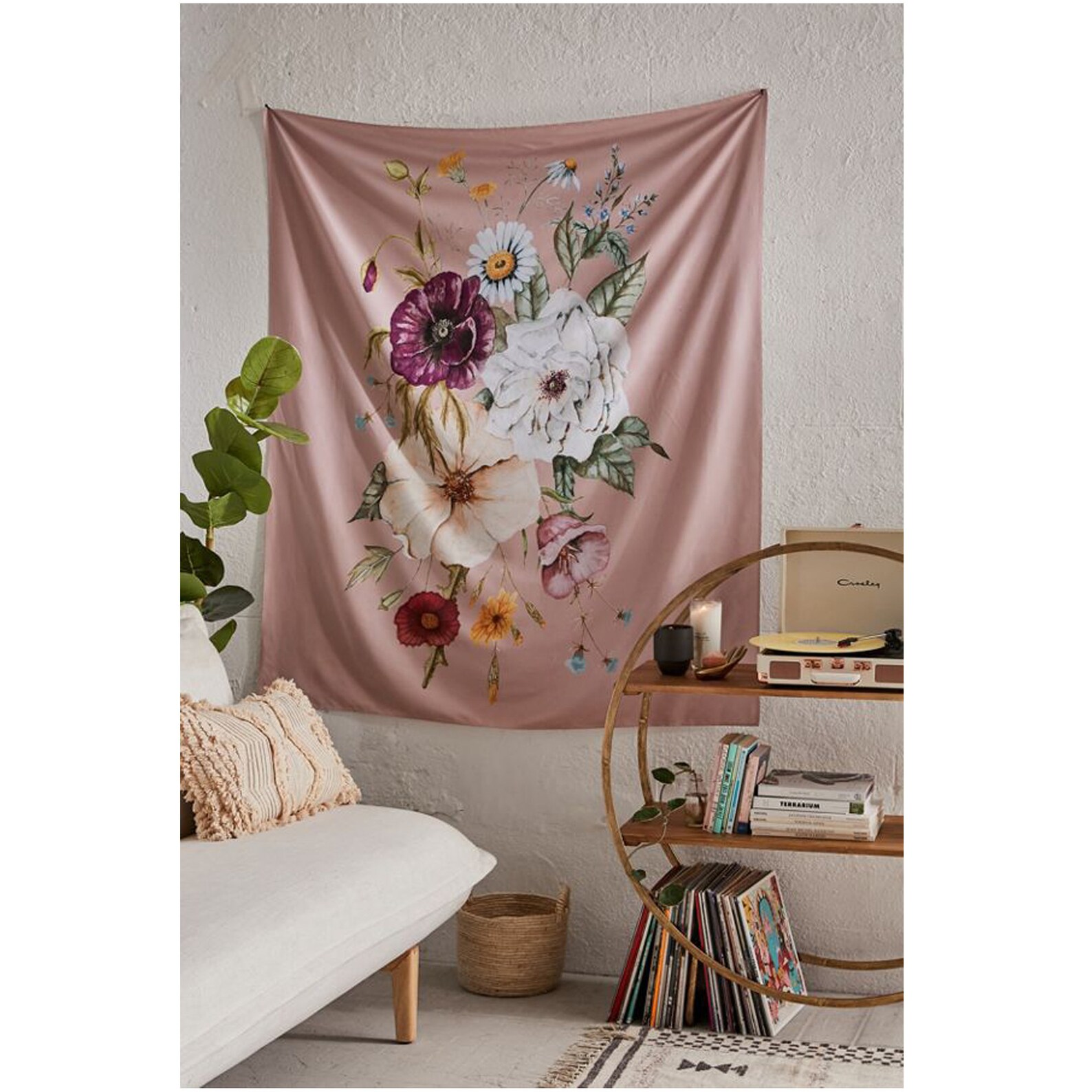 Flower Tapestry Colorful Flowers Purple Decor Wall Etsy