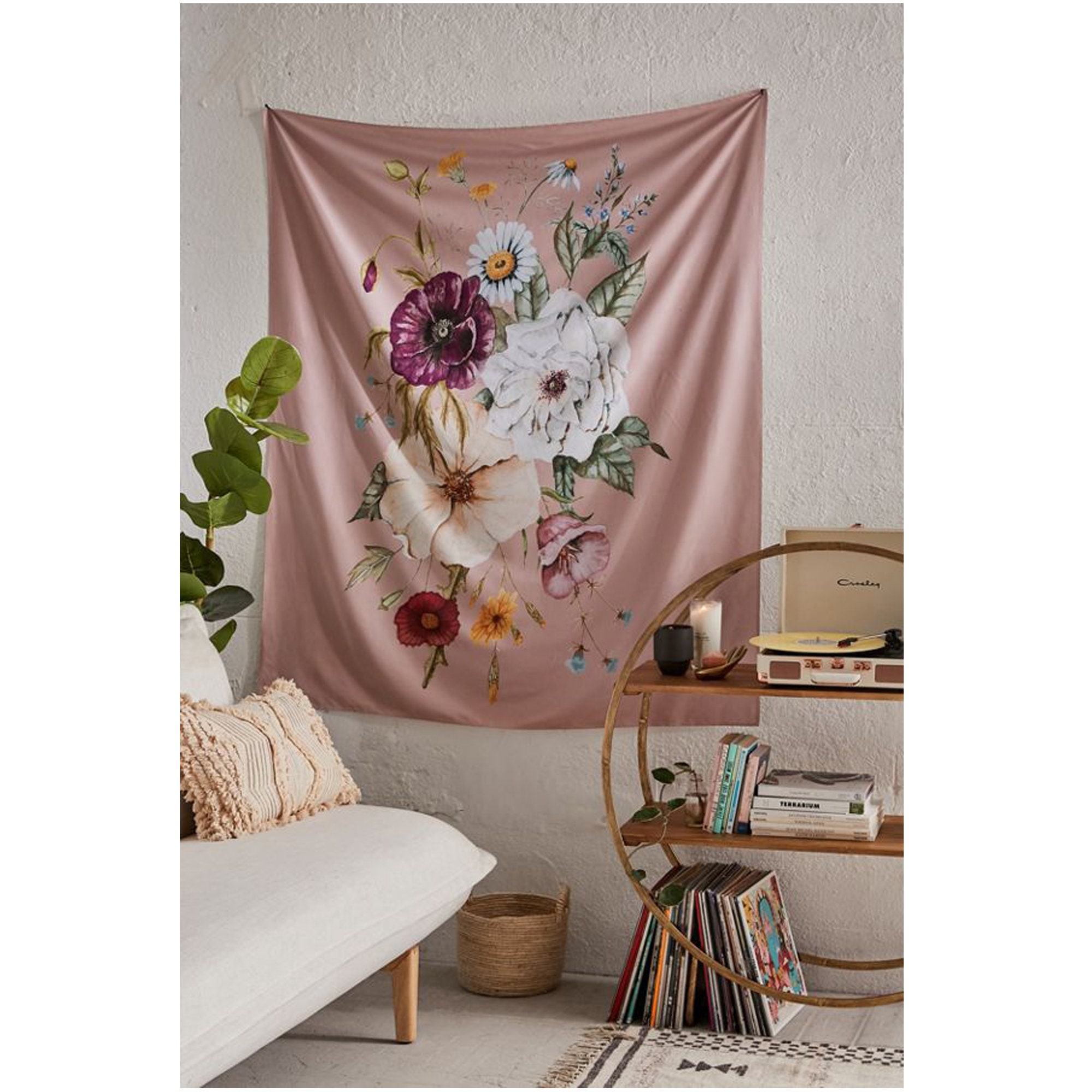 Flower Tapestry Colorful Flowers Purple Decor Wall Etsy