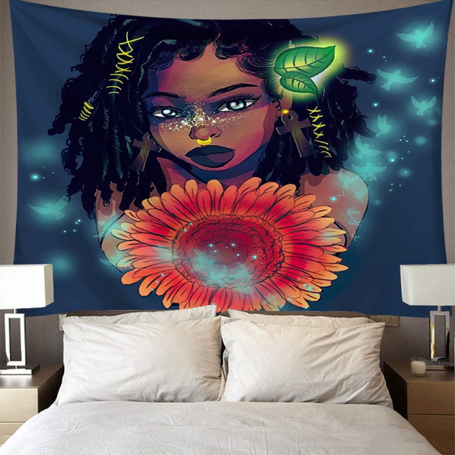 African Girl Wall Tapestry Hippie Tapestry Wall Hanging Etsy