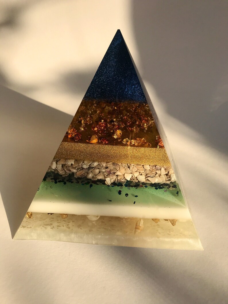 Large Decoration Pyramid of Epoxy Resin Gold Leaf Sea Etsy