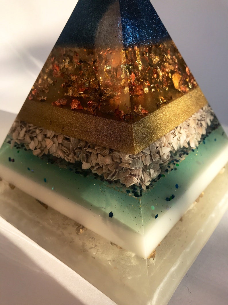 Pyramid of epoxy resin gold leaf sea ocean species | Etsy