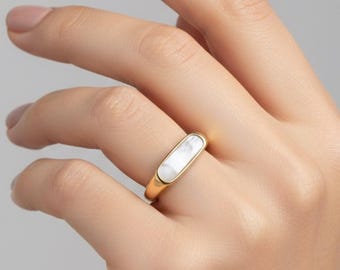 Slim Bar Gemstone Ring, Sterling Silver Ring