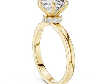 Round Moissanite Engagement Ring 24k Gold