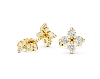Moissanite Stud Earrings 24k Gold • MDJ118
