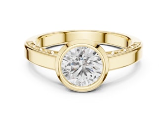 Solitaire Moissanite Ring with 24k Gold