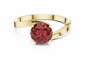 1 CT Round Cut Solitaire Gemstone Ring, Sterling Silver Engagement Ring