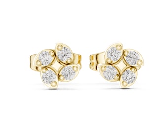 Moissanite Stud Earrings 24k Gold • MDJ109