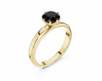 1 CT Round Cut Solitaire Gemstone Ring, Sterling Silver Engagement Ring