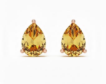 Crystal pear cut Stud earrings, Sterling Silver Gemstone earrings